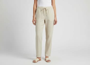 zara spodnie beżowe z wysokim stanem: Zara, Material trousers for women, size XS — 1