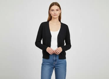 sweter z dekoltem v: H&M, Kardigan damski, S — 6