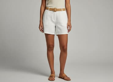 krótkie lniane spodenki: Natural, Szorty damskie, rozmiar XL — 6