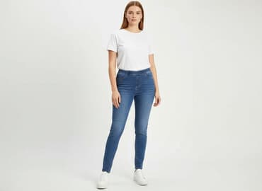 długie spodnie damskie dla wysokich: Jeansy damskie, rozmiar M — 5