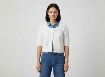 sweter z krótkim rękawem męski: Kardigan damski, rozmiar S — 5