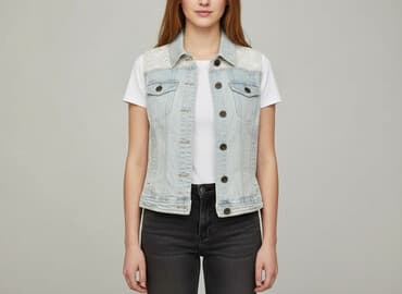 kamizelka jeansowa damska długa: Denim Co, Kamizelka damska, rozmiar M — 7