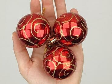 Home & Garden: Zestaw trzech okrągłych bombek choinkowych w kolorze czerwonym, każda — 4