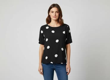 czarne bluzki w biale grochy: Basler, Bluzka damska, M — 6
