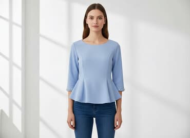 bluzka z baskinką biała: Women's blouse, size S — 1