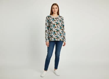 sweter piórkowy na drutach: Bluzka damska, rozmiar L — 6