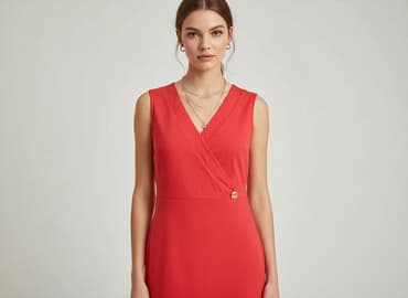 czerwona sukienki midi: Lemoniade, Sukienka damska, rozmiar S — 1