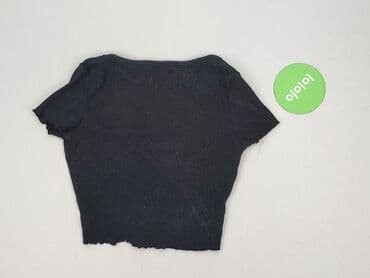 czarne prążkowane bluzki: PULL&BEAR, Top damski, rozmiar M — 4