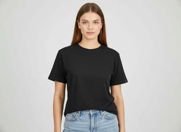 czarne t shirty w serek damskie: T-shirt damski, rozmiar M — 6