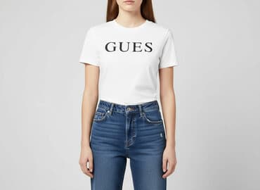 białe t shirty guess: Guess, T-shirt damski, rozmiar S — 1
