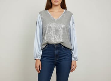 srebrne bluzki wieczorowe: Bluzka damska, rozmiar 2XL — 7