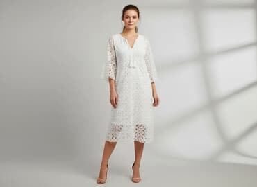 sukienka koronkowa biała boho: Sukienka damska, rozmiar S — 5