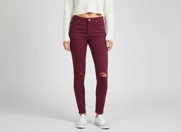 jeansy bordowe damskie: Tally Weijl, Jeansy damskie, rozmiar L — 6