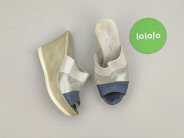 sukienka i sandały na koturnie: Klapki damskie, rozmiar 37 — 2