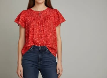 czerwone sukienki w groszki: Bluzka damska, rozmiar M — 6