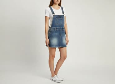 spódnice jeansowe z szelkami: Ogrodniczki damskie, rozmiar S — 1