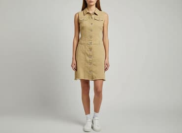 beżowy trencz i sukienka: Sukienka damska, rozmiar S — 1