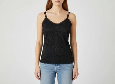 koszulka na ramiaczkach z koronka: Top damski, rozmiar S — 1