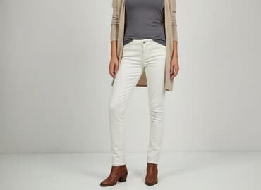 kremowe jeansy: Jeansy damskie, rozmiar M — 8