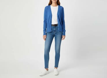 sweter w paski z serduszkiem: Kardigan damski, rozmiar S — 6