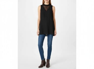 czarna bluzka koronkowa zara: H&M, Tunika damska, rozmiar M — 6