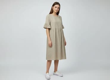 sukienki beżowa midi: Sukienka damska, rozmiar One size — 1