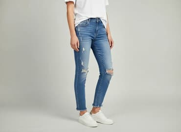 jeansy damskie przecierane: Jeansy damskie, rozmiar M — 8