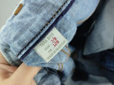 spodnie z suwakiem z boku zara: Spodnie jeansowe, Zara, 8 lat, 128, stan - Idealny — 4