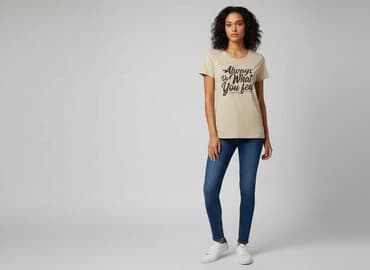 beżowe t shirty: Beloved, T-shirt damski, rozmiar S — 1