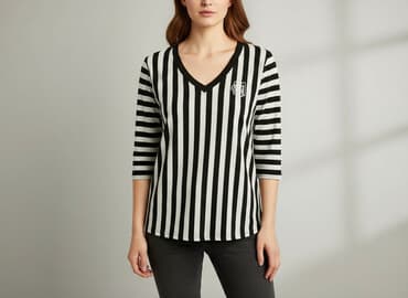 bluzki basic w paski: Basic, Women`s T-shirt, size L — 1