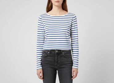 biała bluzka w granatowe paski: H&M, Жіноча блуза, розмір S на lalafo.pl — 1 biała bluzka w granatowe paski: H&M, Жіноча блуза, розмір S — 1