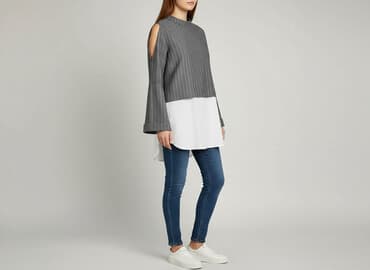 koszulka z długim rękawem w paski: River Island, Bluzka damska, rozmiar M — 7