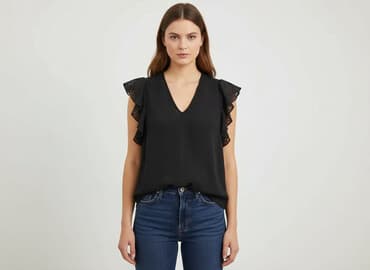 czarne bluzki w biale grochy: H&M, Bluzka damska, rozmiar L — 6