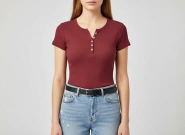 t shirty prążkowany: Sinsay, T-shirt damski, rozmiar M — 1