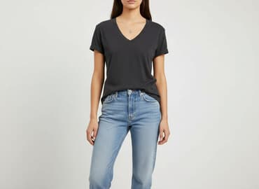 czarne t shirty w serek damskie: T-shirt damski, rozmiar M — 6