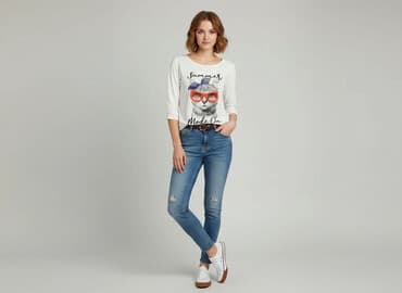 bluzka z kotem damska: Orsay, T-shirt damski, rozmiar One size — 1