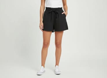 krótkie czarne spodenki materiałowe: Szorty damskie, rozmiar M — 6