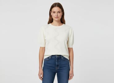 bluzki z krótkim rękawem plus size: T-shirt damski, rozmiar L — 1