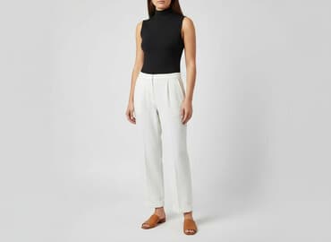 białe lniane spodnie zara: Spodnie materiałowe damskie, rozmiar XL — 7