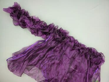 krótkie zasłony: Fioletowa falbaniasta firana/zasłona z lekkiego, półprzezroczystego — 2