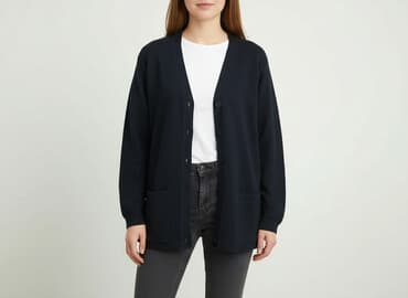 sweter z dekoltem v: Kardigan damski, rozmiar S — 6