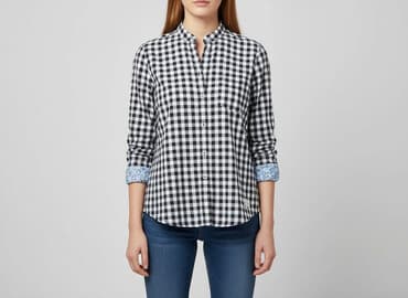 koszula w bialo niebieska krate damska: Gina Tricot, Women`s shirt, size M — 1