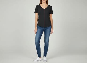 czarne t shirty damskie w serek: Beloved, T-shirt damski, rozmiar S — 6