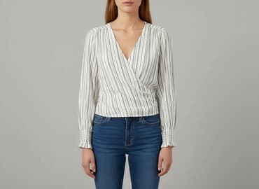 biala bluzka z dlugim rekawem: H&M, Bluzka damska, rozmiar L — 7