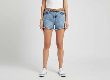 spodenki jeansowe z wysokim stanem pull and bear: Bershka, Szorty damskie, rozmiar S — 7