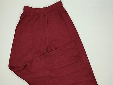 Kobiety: Bordowe damskie spodnie dzianinowe wide leg - Krój: szerokie nogawki — 1