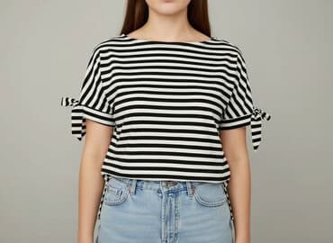 bluzki w paski z serduszkiem: Bluzka damska, rozmiar M — 7