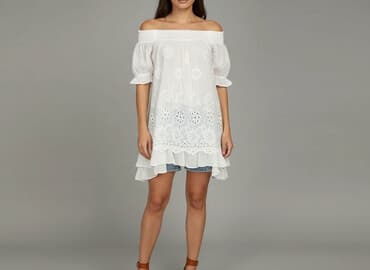 sukienka koronkowa biała boho: Sukienka damska, rozmiar One size — 6