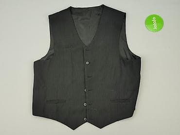 dresy m: Męska kamizelka garniturowa w prążek - Kolor: ciemny grafit/czarny z — 2