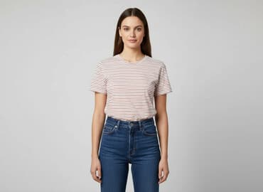 t shirt w czerwone paski: Футболка жіноча, розмір L — 1